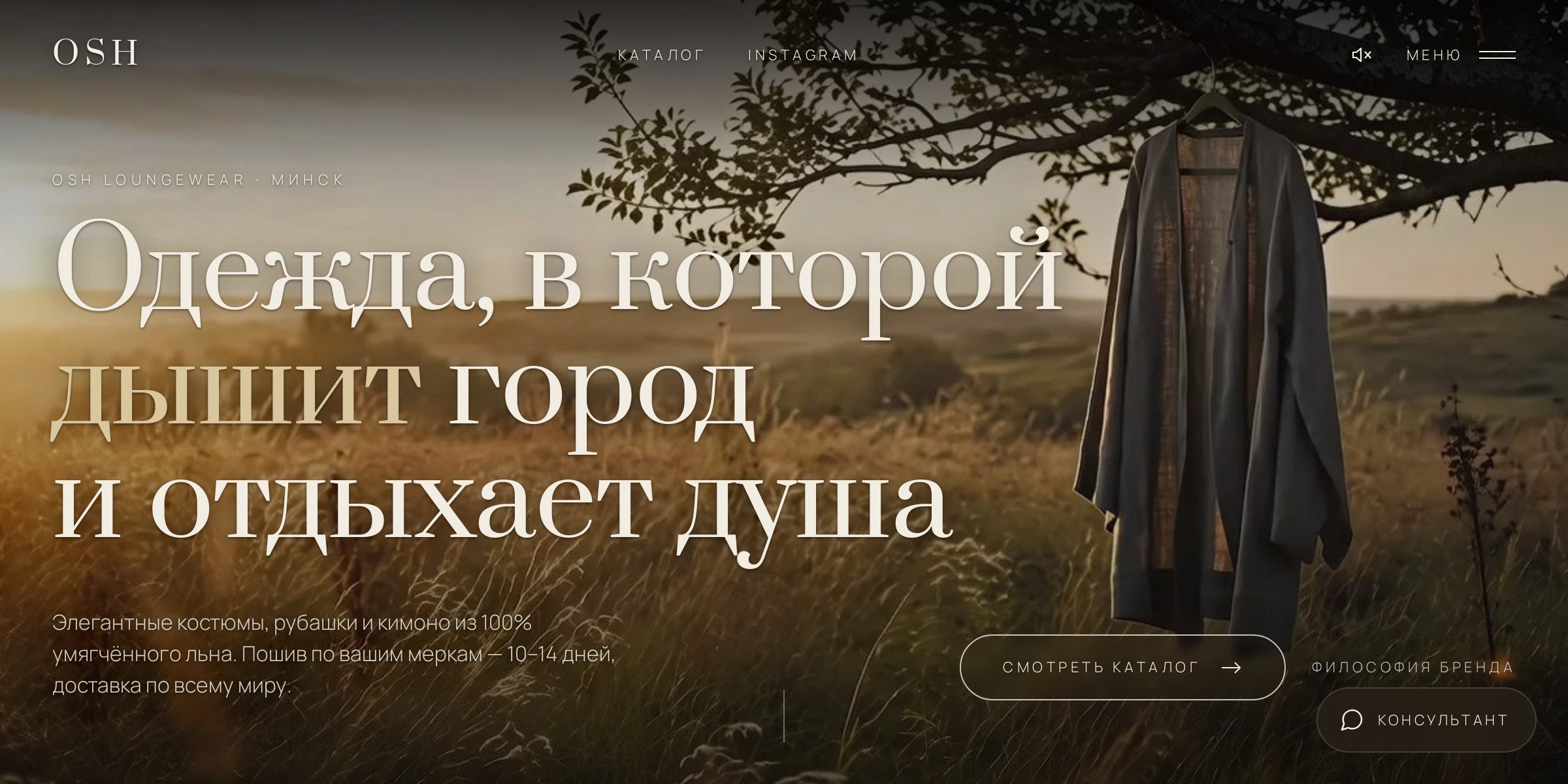 Скриншот проекта «Витрина льняного бренда с заказом в директ»